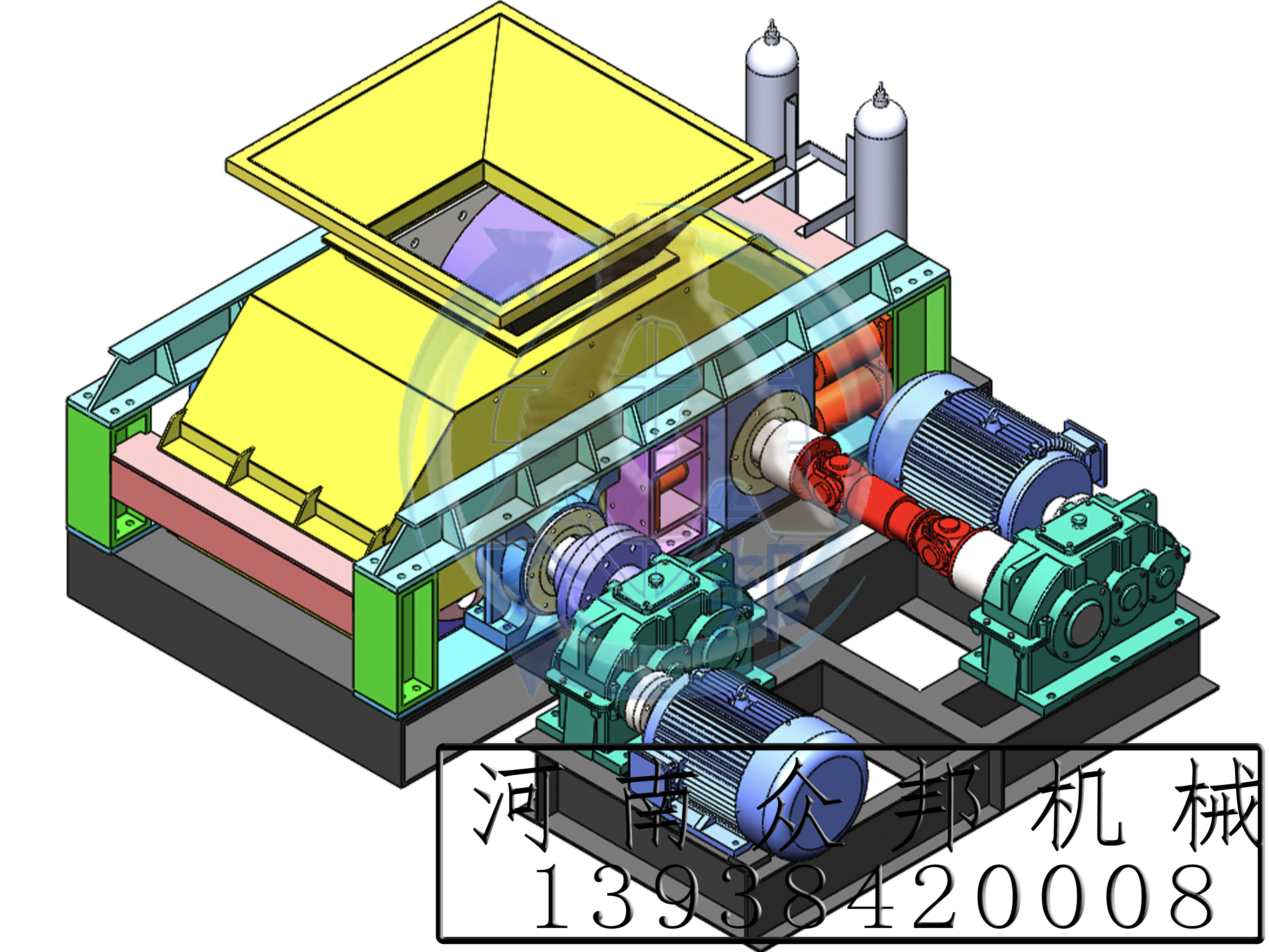 液壓對輥制砂機3D圖 液壓對輥制砂機3D圖